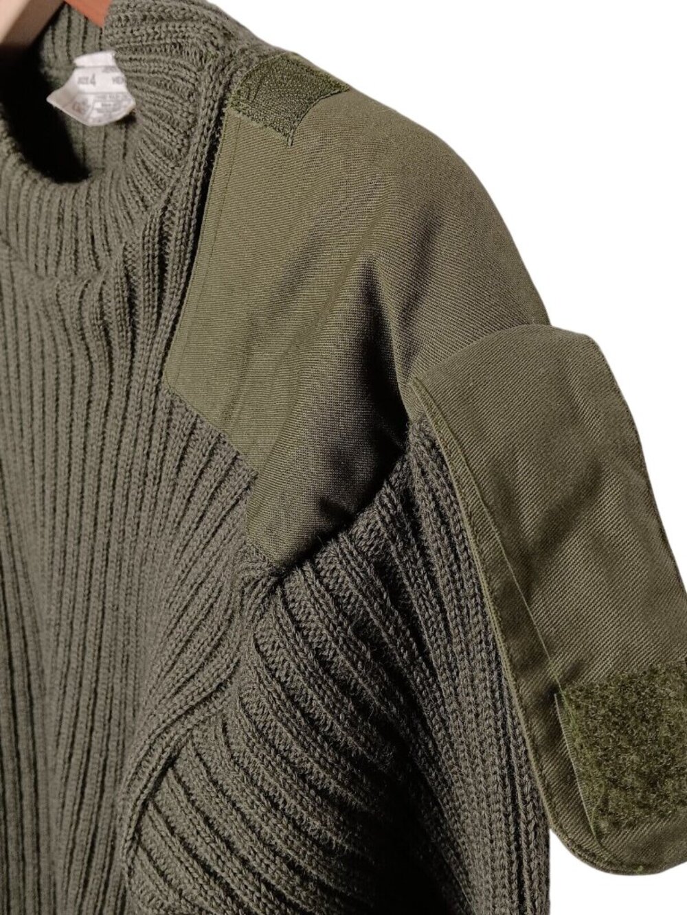 Jersey Mans Heavy Sweater Unisex Size 4 Ribbed Knit Military Police Army Green - Picture 7 of 14